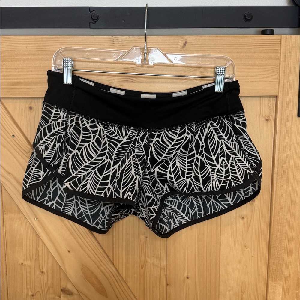 lululemon Black Leaf Pattern Athletic Shorts